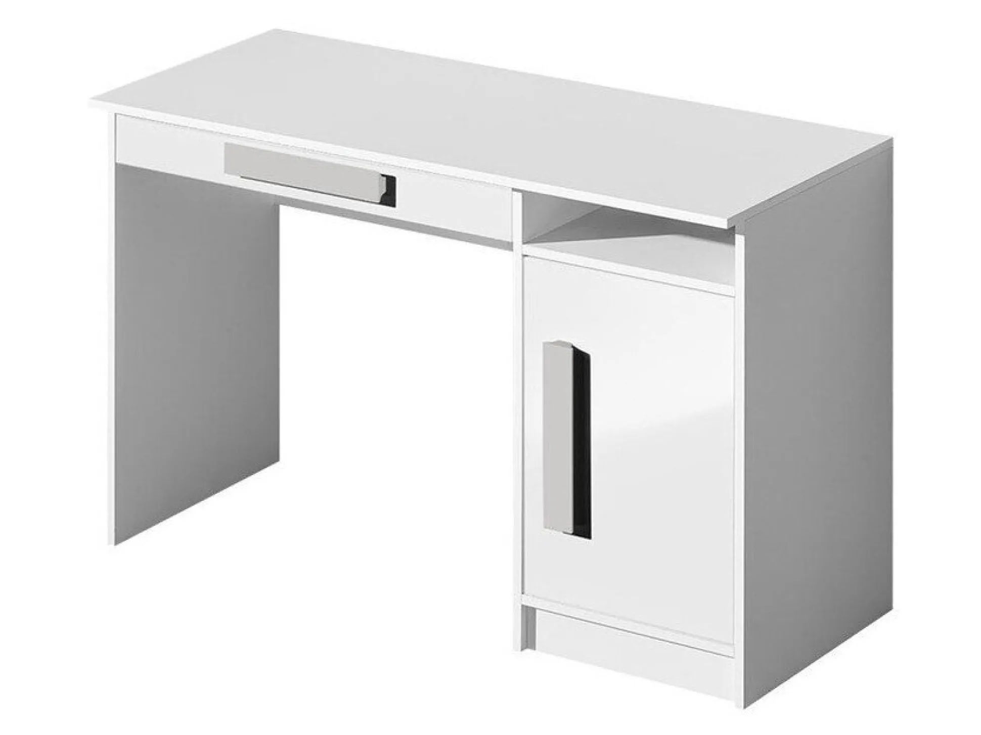 Skrivebord Merevari 100 (Hvid + Glansfuld hvid + Grå)