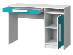 Skrivebord Merevari 100 (Hvid + Glansfuld hvid + Grå)