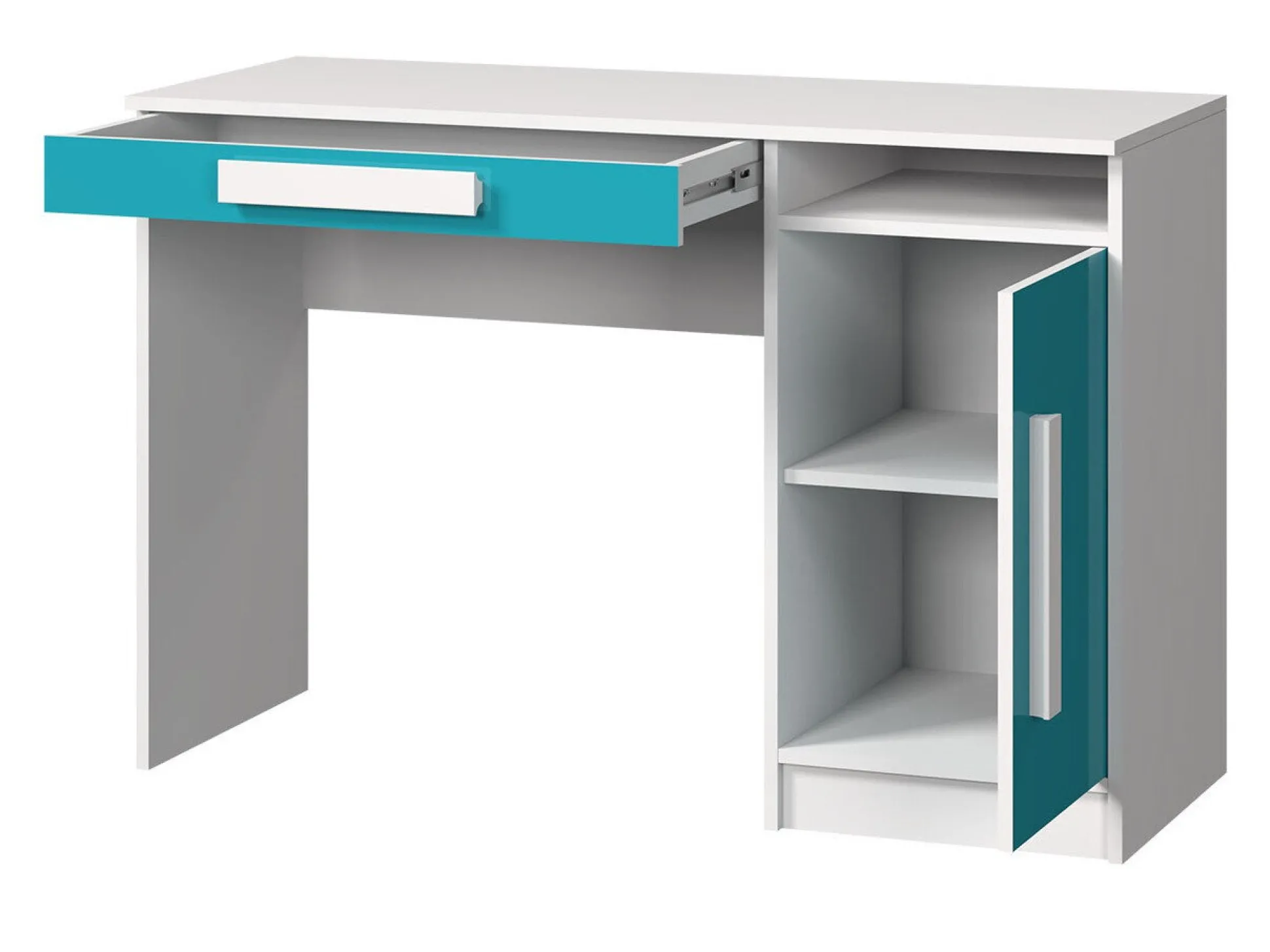 Skrivebord Merevari 100 (Hvid + Glansfuld hvid + Grå)