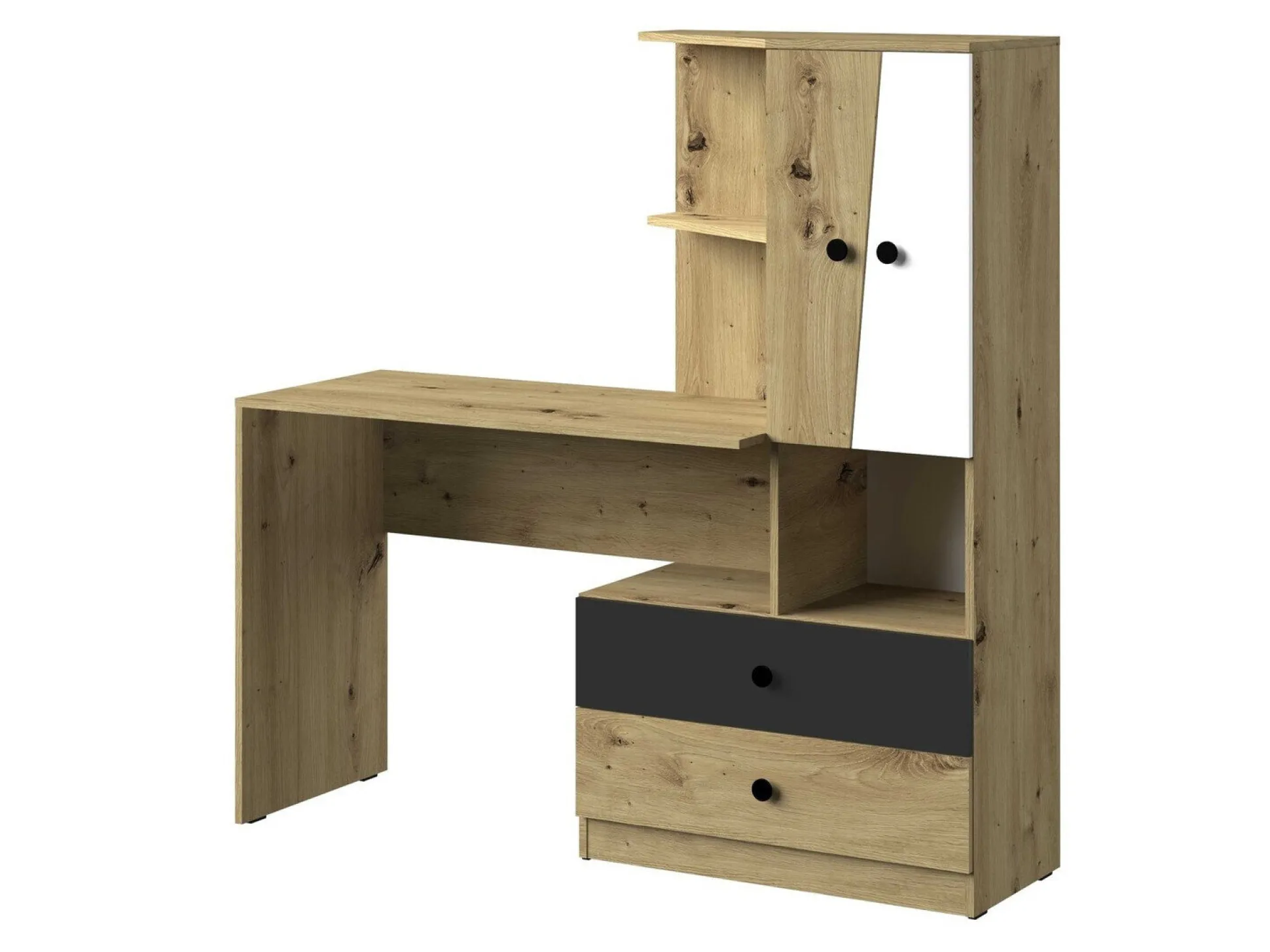 Skrivebord Mirelbu 110 (Artisan eg + Hvid + Sort)