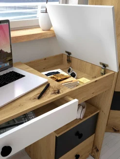 Skrivebord Mirelbu 109 (Artisan eg + Glansfuld hvid)