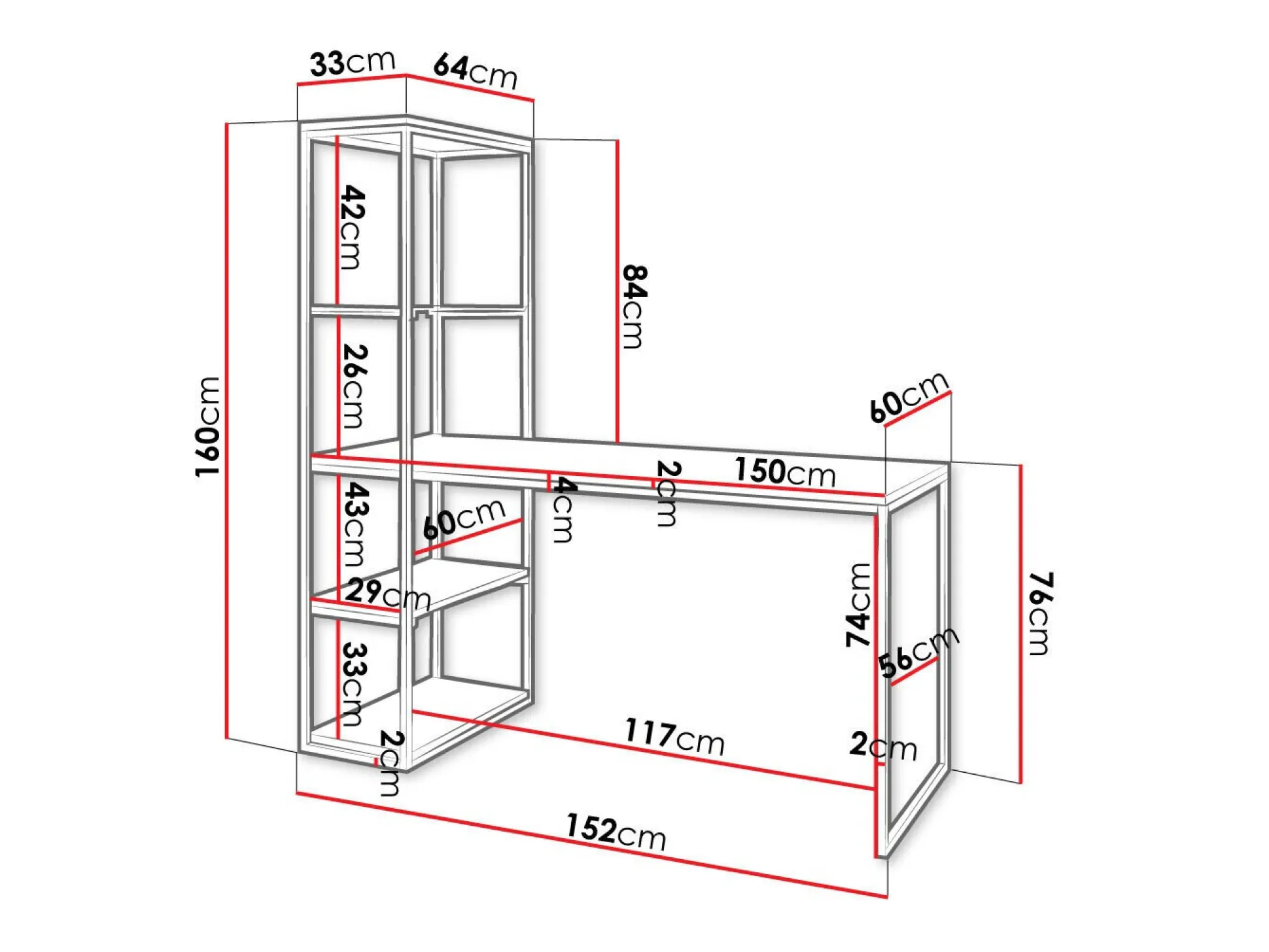 Skrivebord Oswego 107 (Brun + Sort)
