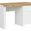 Skrivebord Sonsoru 130 (Hvid + Glansfuld hvid + Wotan eg)