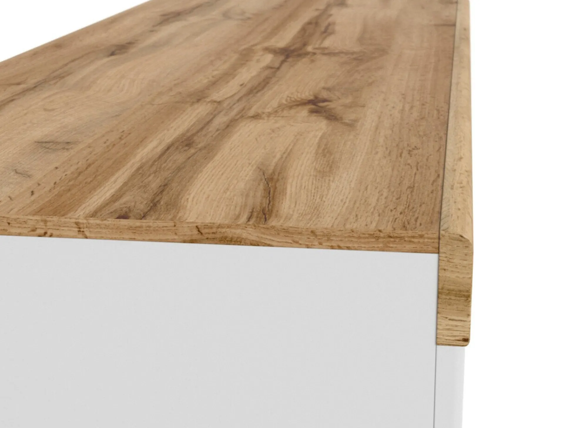 Skrivebord Sonsoru 130 (Hvid + Glansfuld hvid + Wotan eg)