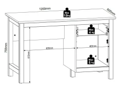 Skrivebord Sordoro 129 (Grafit + Artisan eg)