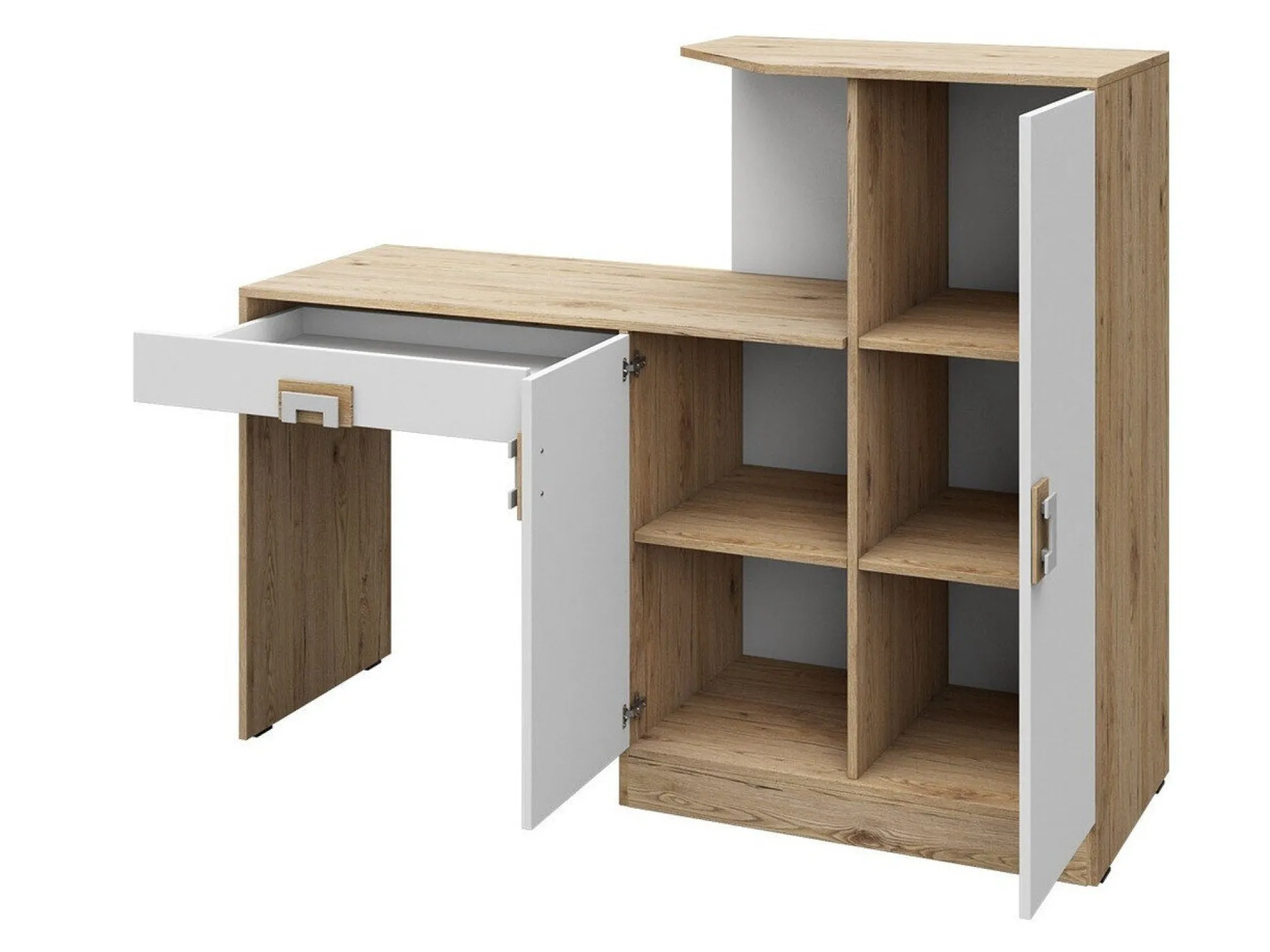 Skrivebord Tolfere 105 (Lys eg + Hvid)