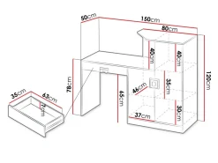 Skrivebord Tolfere 105 (Lys eg + Hvid)