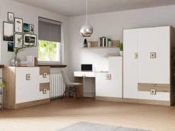 Skrivebord Tolfere 105 (Lys eg + Hvid)