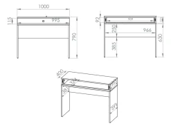 Sminkebord Flonovu 108 (Mørkeblå + Gylden)