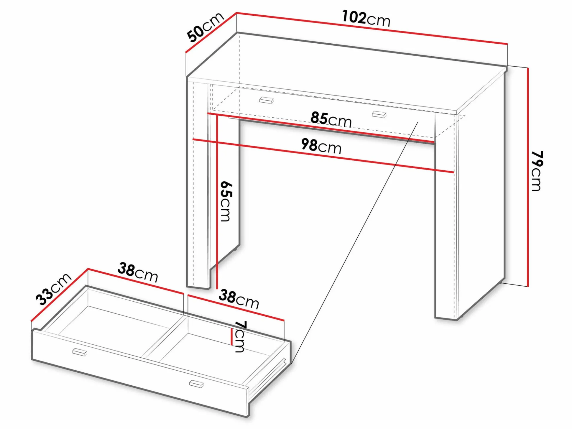 Sminkebord Mormavu 108 (Mat hvid)