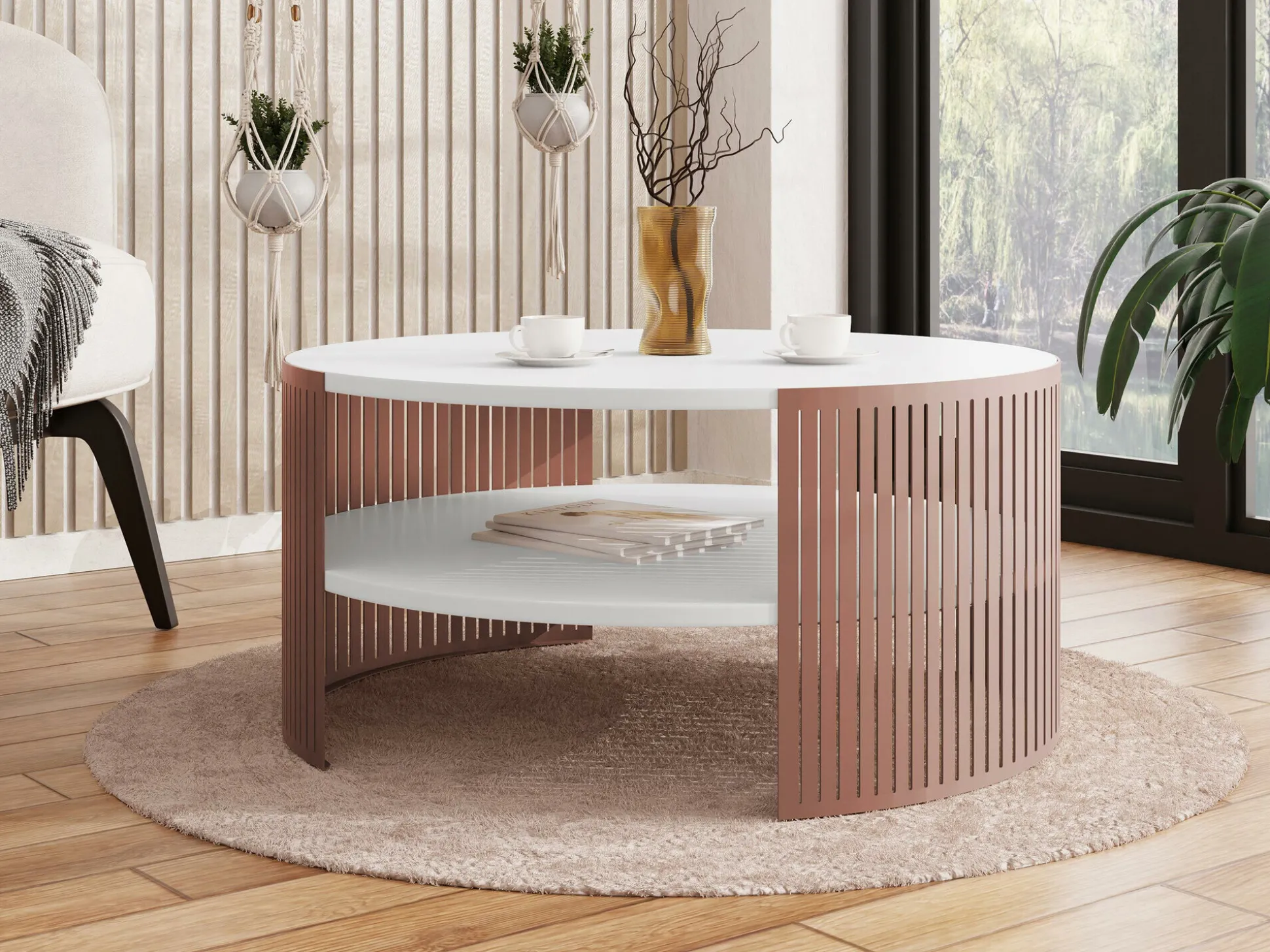 Sofabord Civer II (Lyserød + Hvid)