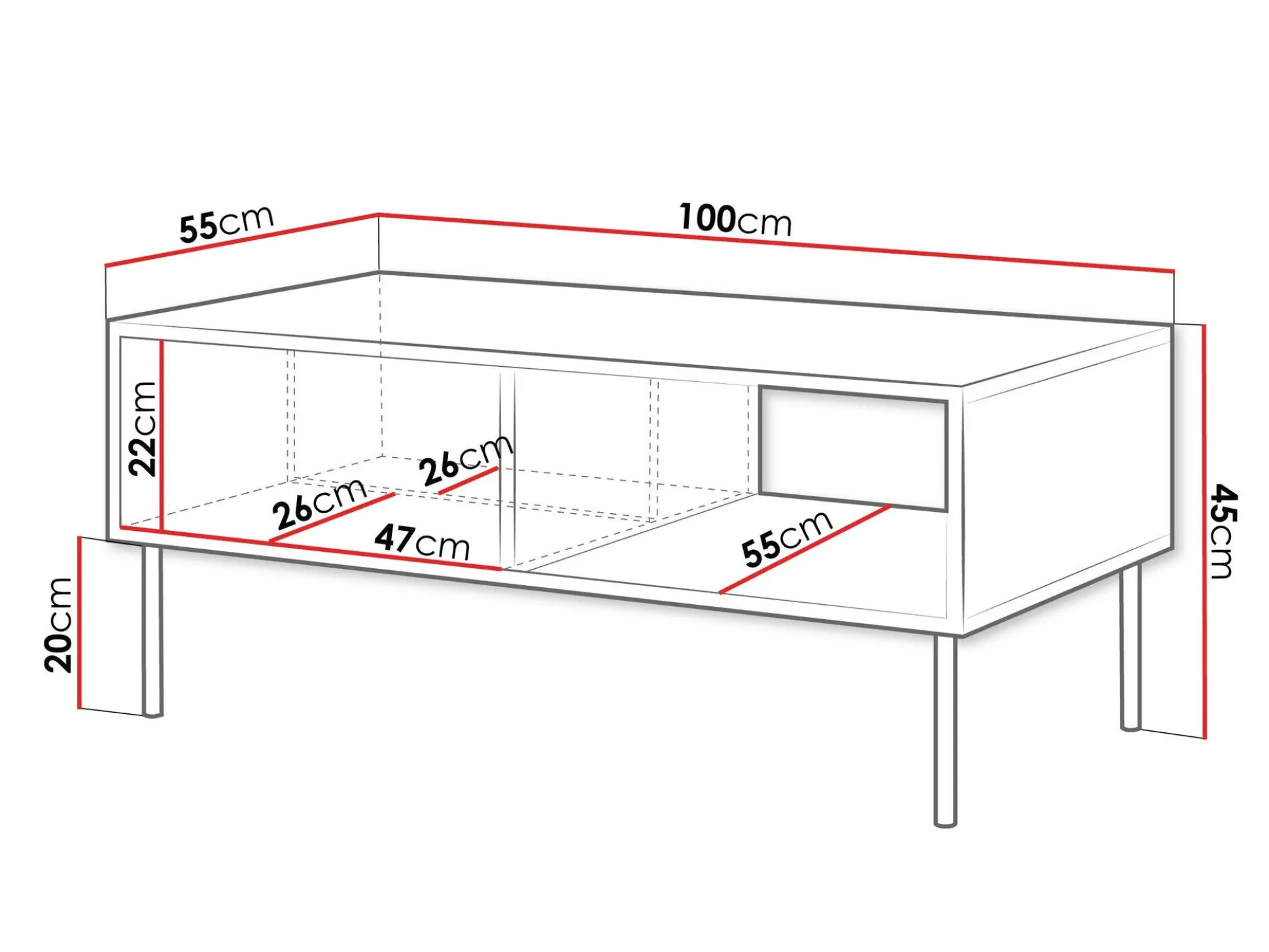 Sofabord Flosoru 103 (Valnød + Sort)