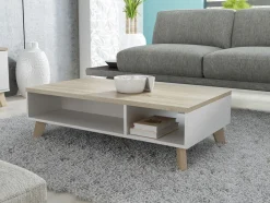 Sofabord Larfloi 101 (Hvid + Sonoma eg)