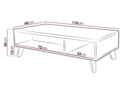 Sofabord Larfloi 101 (Hvid + Sonoma eg)