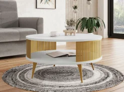 Sofabord Vitum I (Gylden + Hvid)