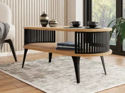 Sofabord Vitum III (Sort + Craft gylden eg)