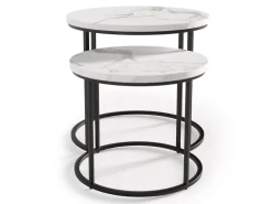 Sofabordssæt Houston 951 (Hvid marmor + Sort)