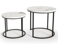 Sofabordssæt Houston 951 (Hvid marmor + Sort)