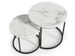 Sofabordssæt Houston 951 (Hvid marmor + Sort)