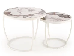 Sofabordssæt Houston 1658 (Hvid + Hvid marmor)