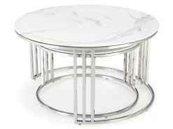 Sofabordssæt Houston 1503 (Sølv + Hvid marmor)