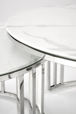 Sofabordssæt Houston 1503 (Sølv + Hvid marmor)