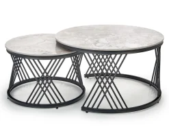 Sofabordssæt Houston Acetum (Sort + Grå marmor)