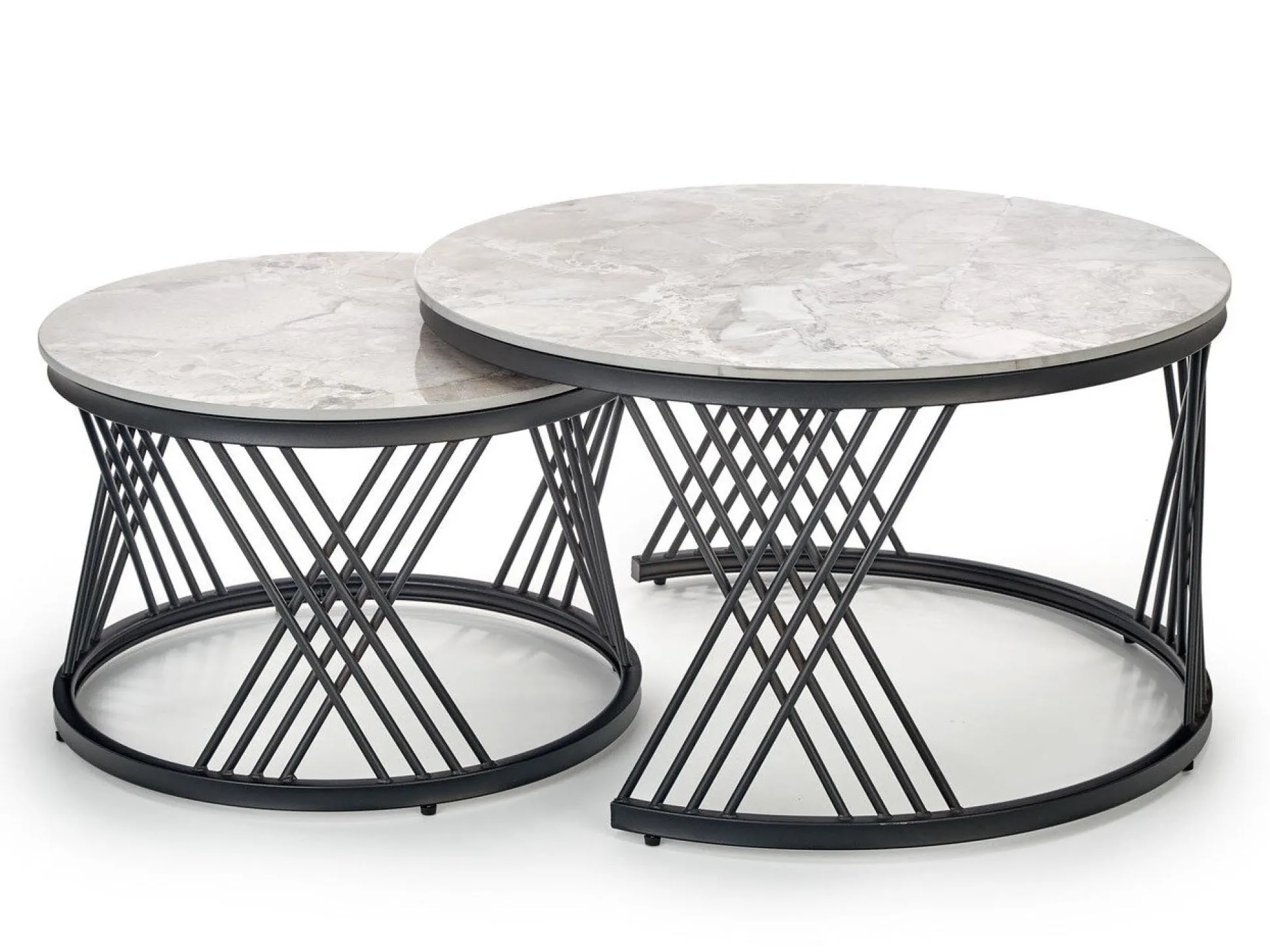 Sofabordssæt Houston Acetum (Sort + Grå marmor)