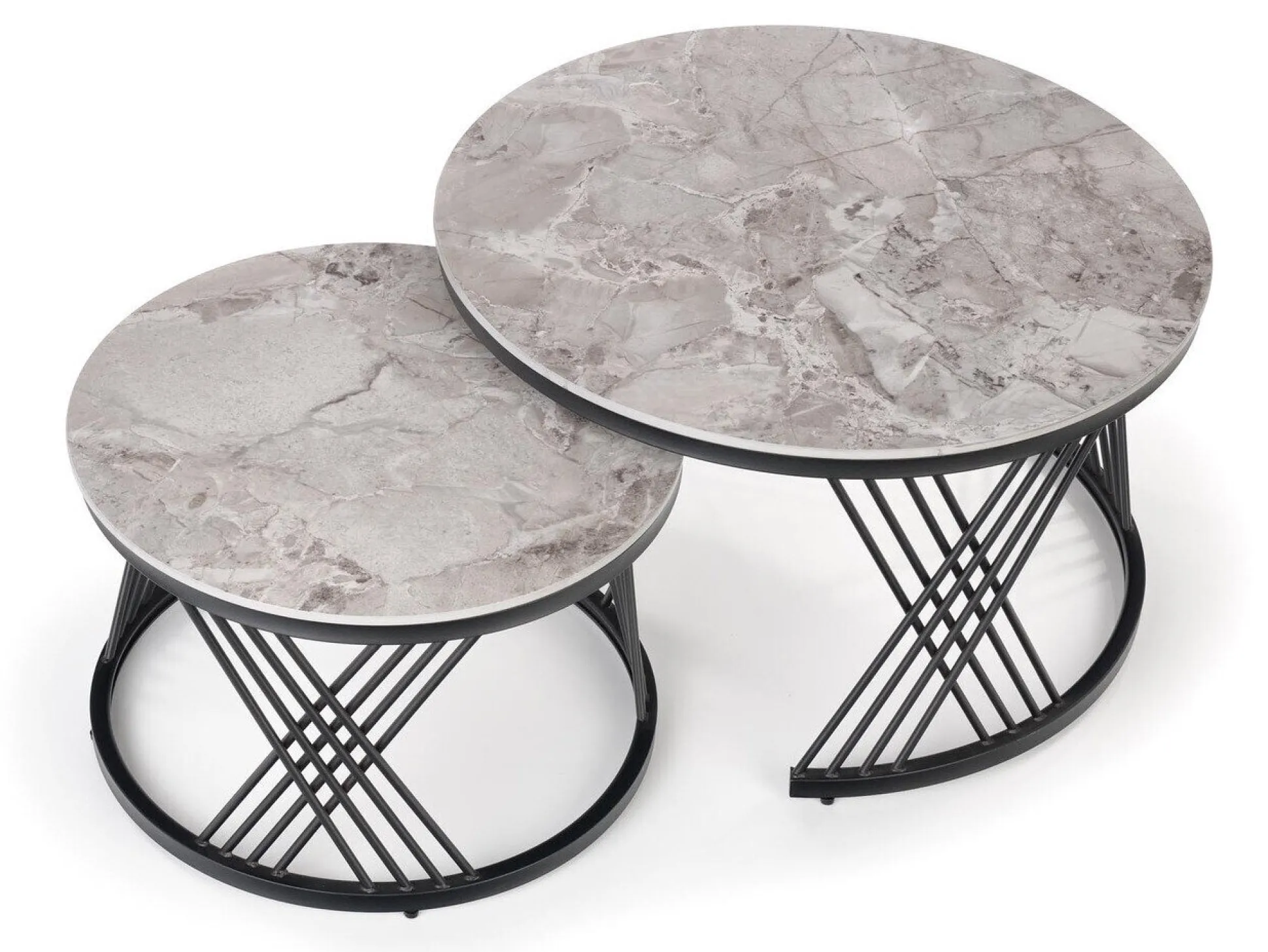 Sofabordssæt Houston Acetum (Sort + Grå marmor)