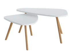 Sofabordssæt Ontario 202 (Hvid + Egetræ)