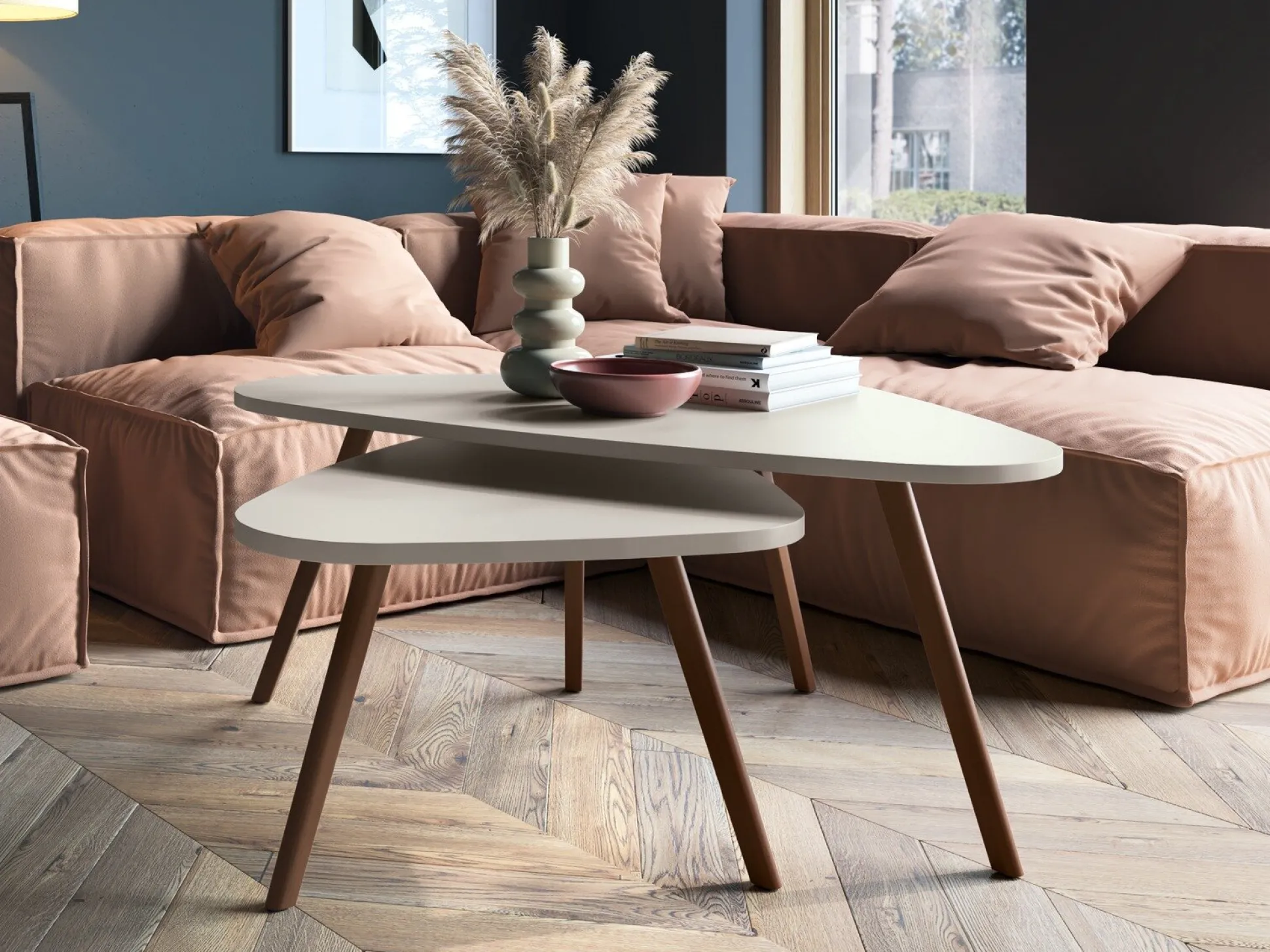 Sofabordssæt Ontario 202 (Hvid + Egetræ)