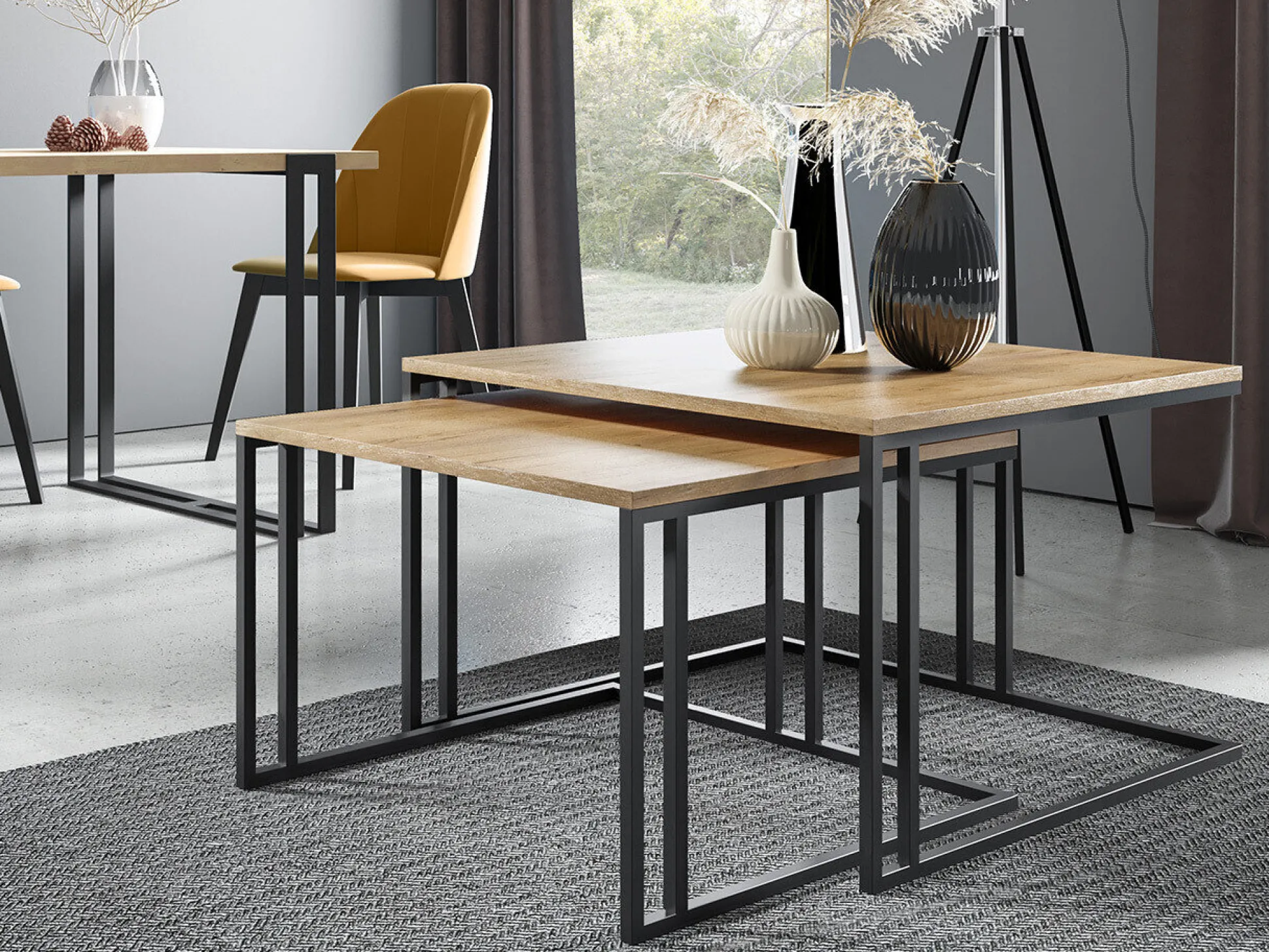 Sofabordssæt Oswego 110 (Brun + Sort)