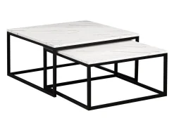 Sofabordssæt Oswego 101 (Hvid marmor + Sort)