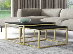 Sofabordssæt Oswego 102 (Sort + Gylden)