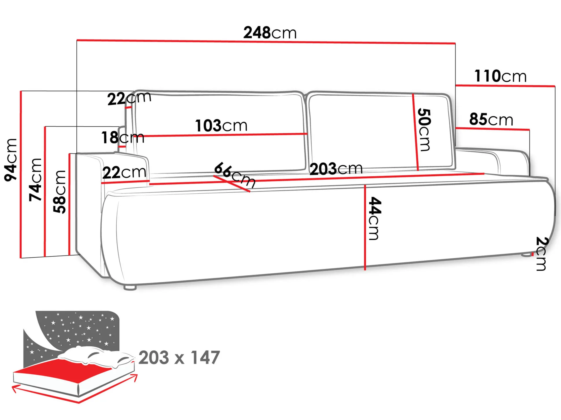 Sovesofa Bountiful 103 (Velo 635)
