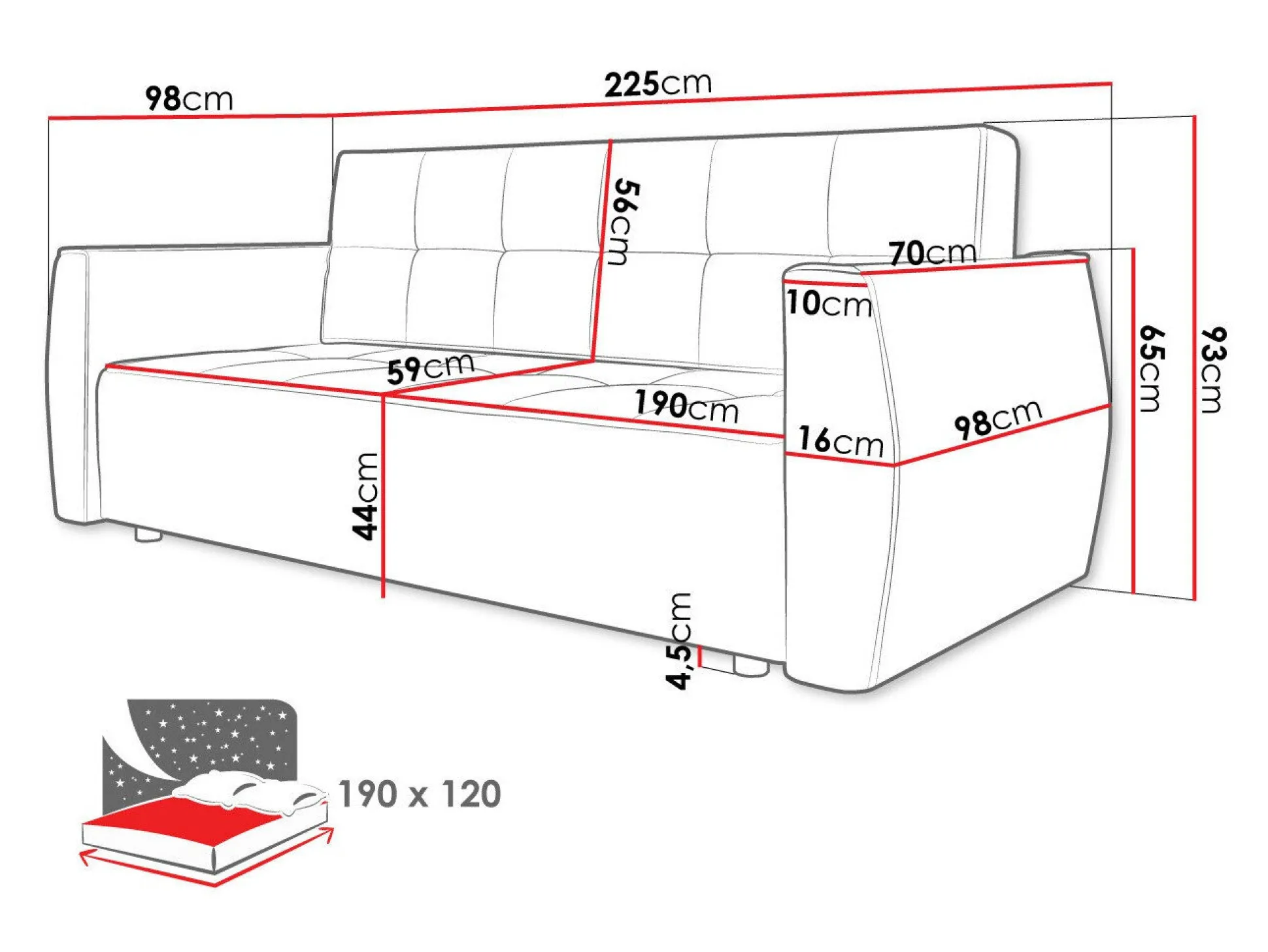 Sovesofa Edinburg 107 (Poso 100 + Paros 01)