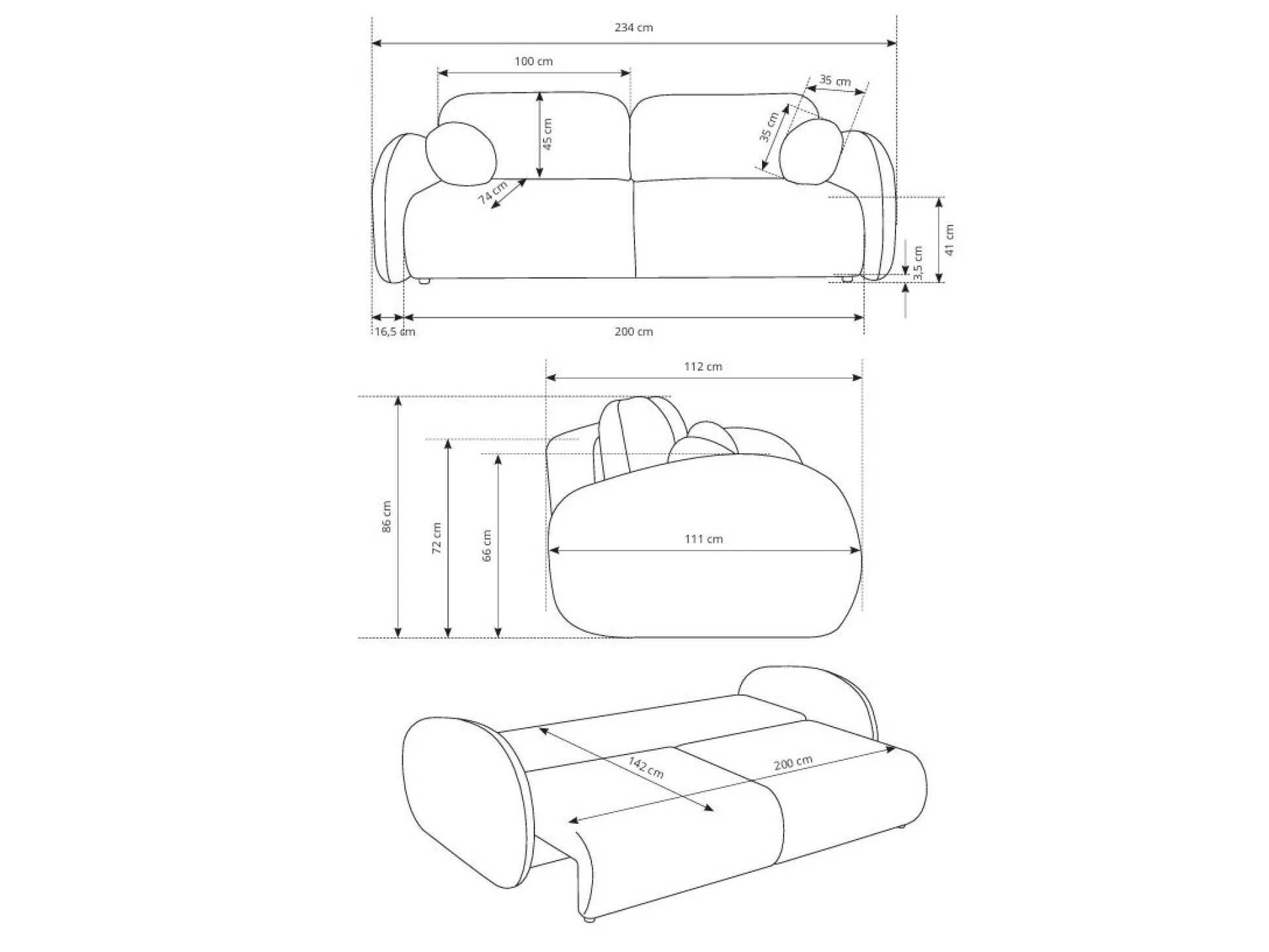 Sovesofa Kingston 196 (Cremona 70)