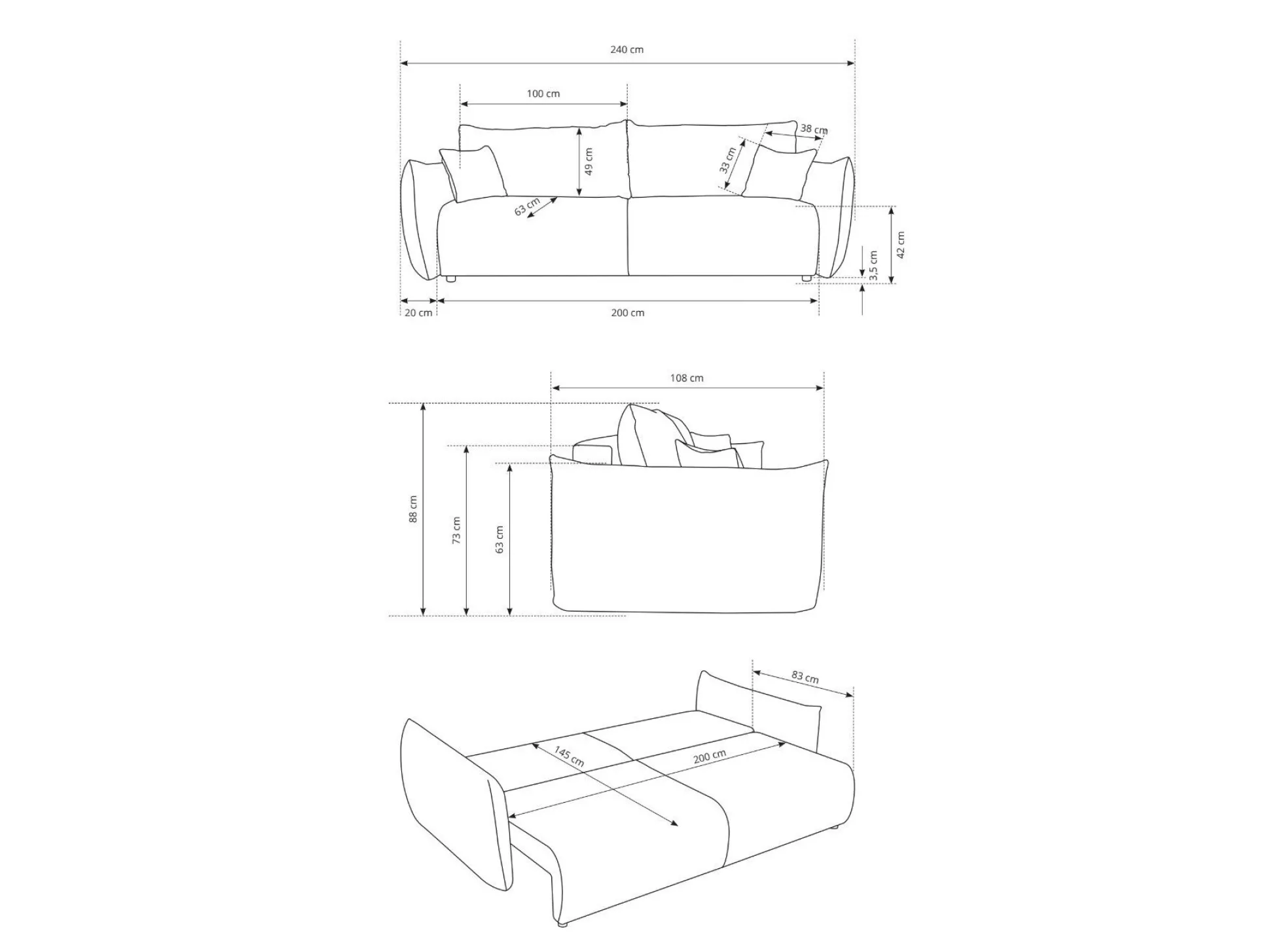 Sovesofa Kingston 150 (Melody 2)
