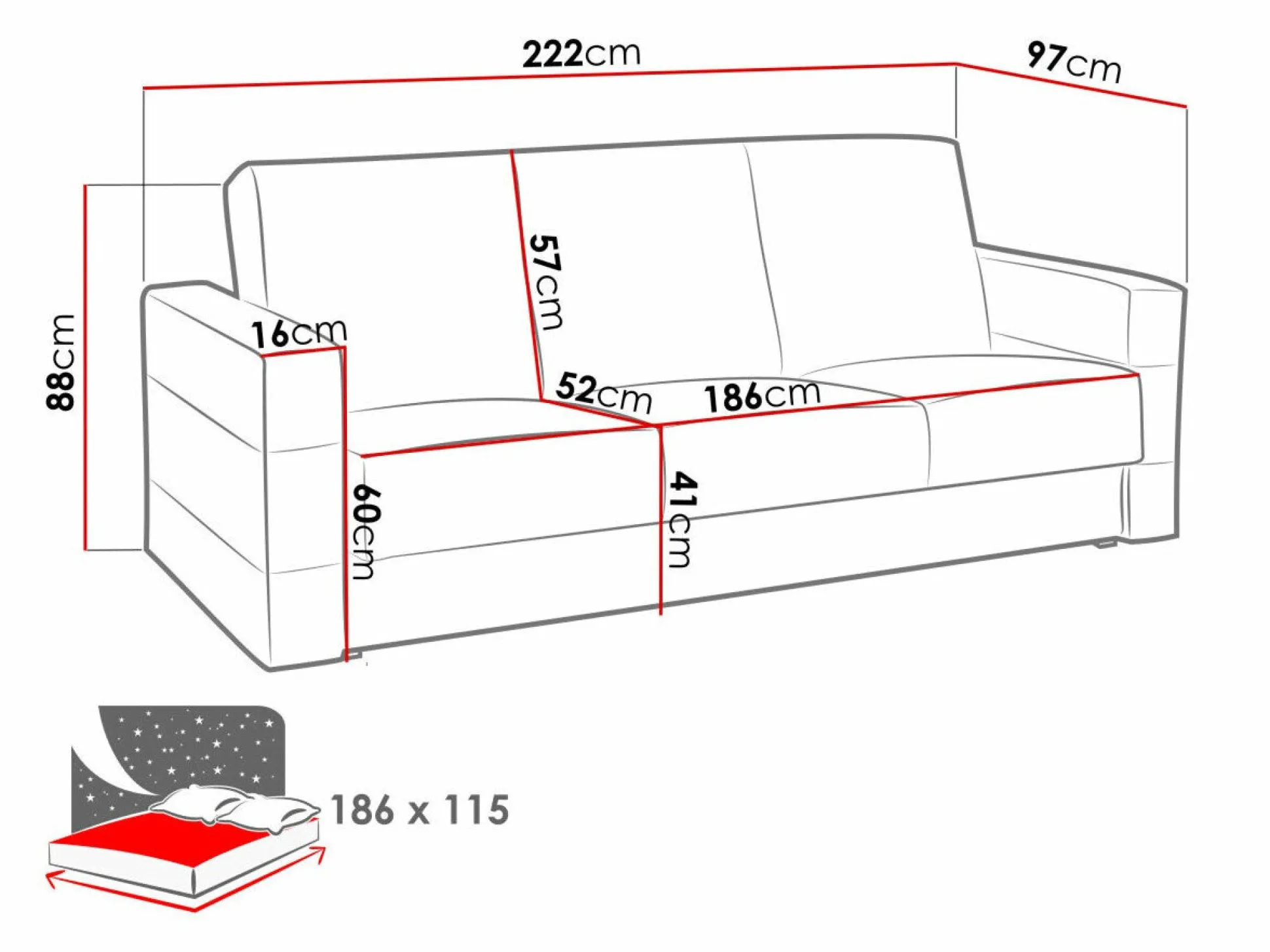 Sovesofa Providence 169 (Soft 011 + Lux 05)