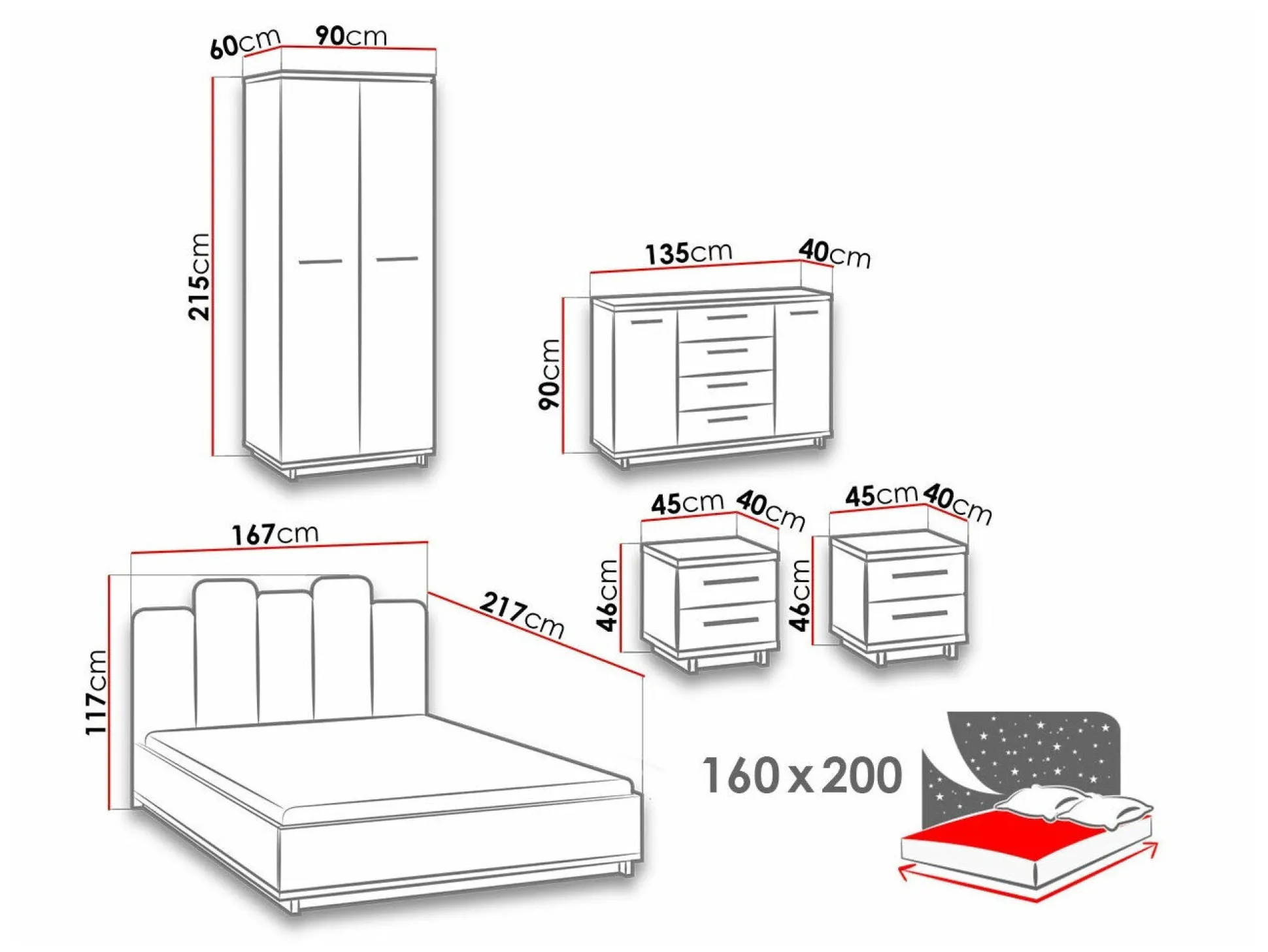 Soveværelsessæt Morlira 116