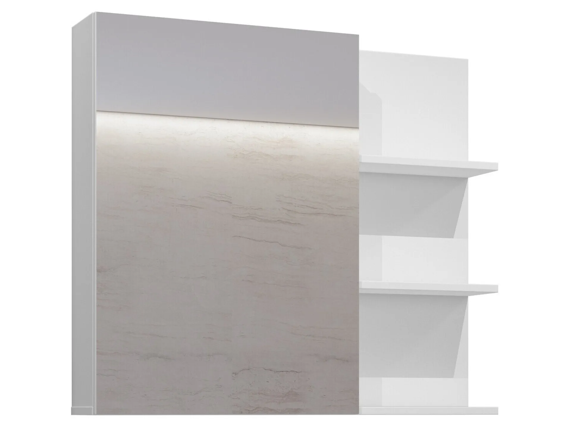 Spejlskab til badeværelset Tecavu 102 (Glansfuld hvid + Hvid)