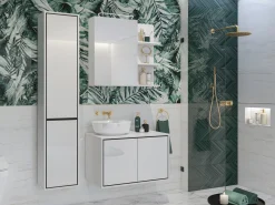 Spejlskab til badeværelset Tecavu 102 (Glansfuld hvid + Hvid)