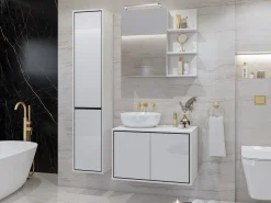 Spejlskab til badeværelset Tecavu 102 (Glansfuld hvid + Hvid)