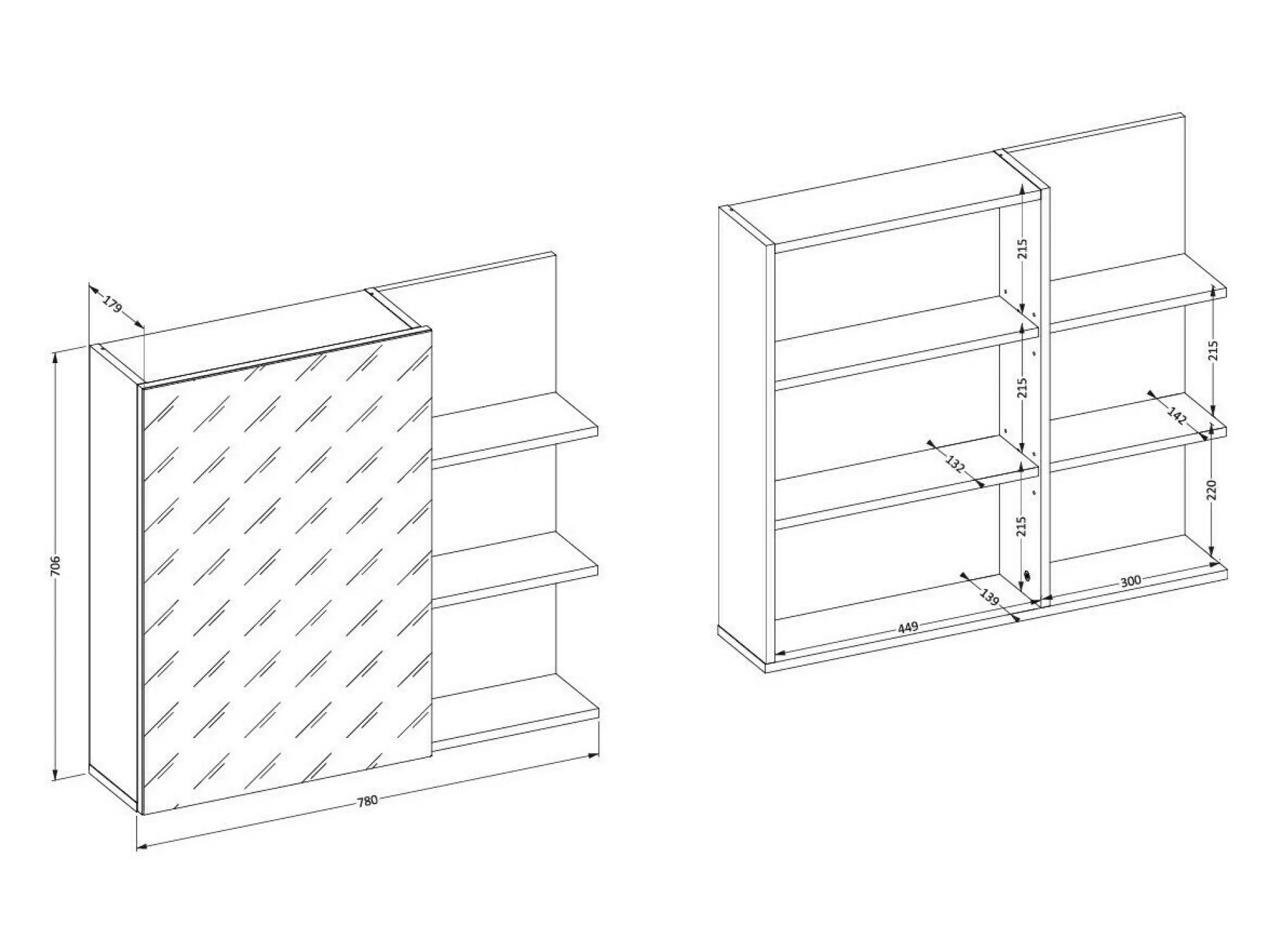 Spejlskab til badeværelset Tecavu 102 (Glansfuld hvid + Hvid)