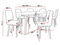 Spisestuesæt Edmond 121 (Craft gylden eg + Sort)