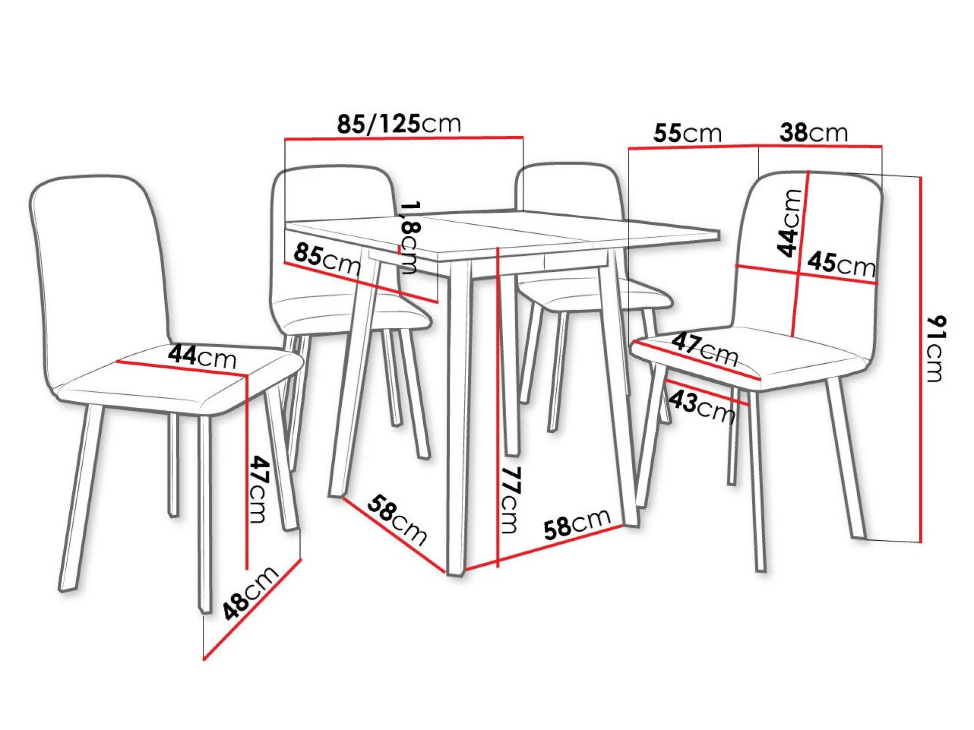 Spisestuesæt Edmond 116 (Grå marmor + Sort)