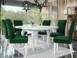 Spisestuesæt Racine 138 (Glansfuld hvid + Magic Velvet 2225)