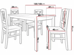 Spisestuesæt Victorville 280 (Sort + Grandson eg)