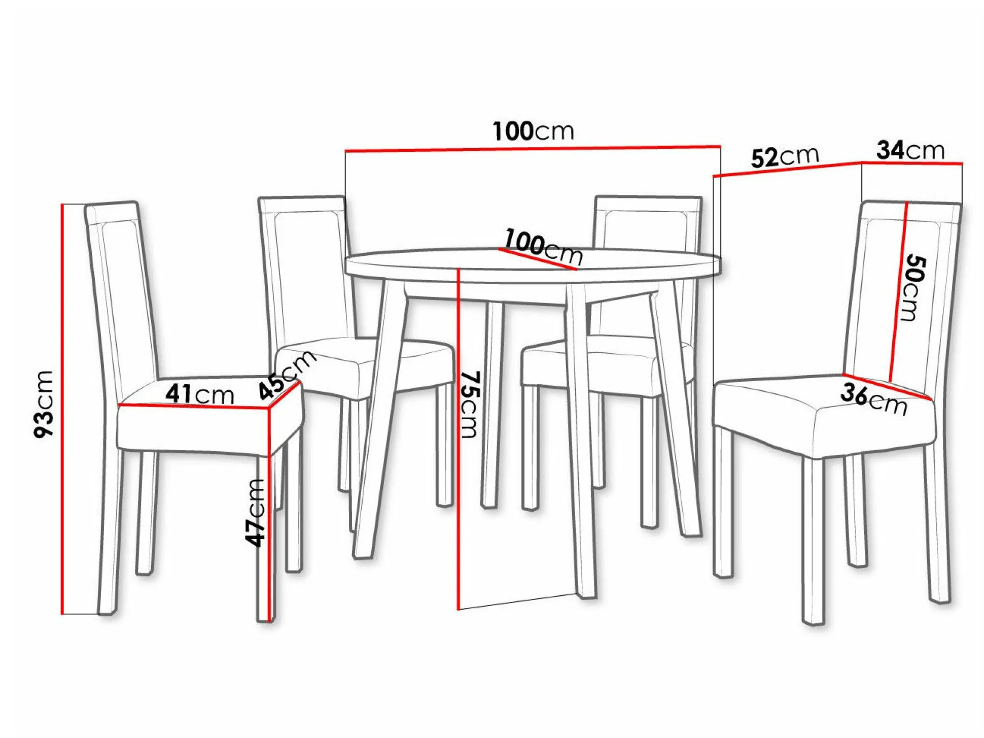 Spisestuesæt Victorville 304 (Sort)