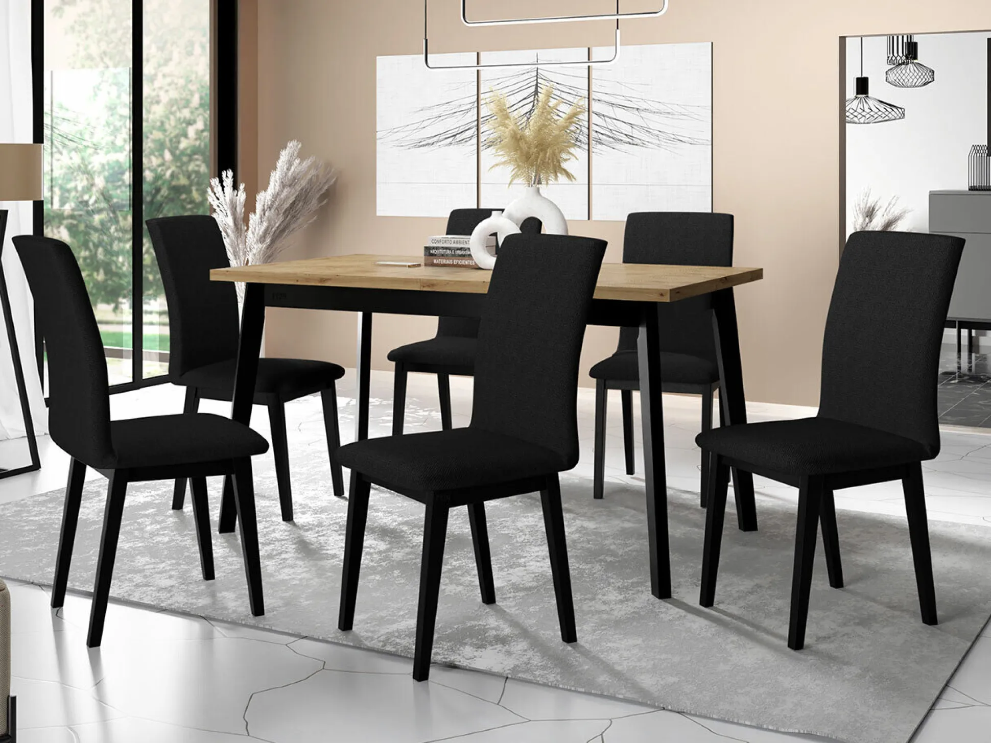 Spisestuesæt Victorville 288 (Artisan eg + Sort)